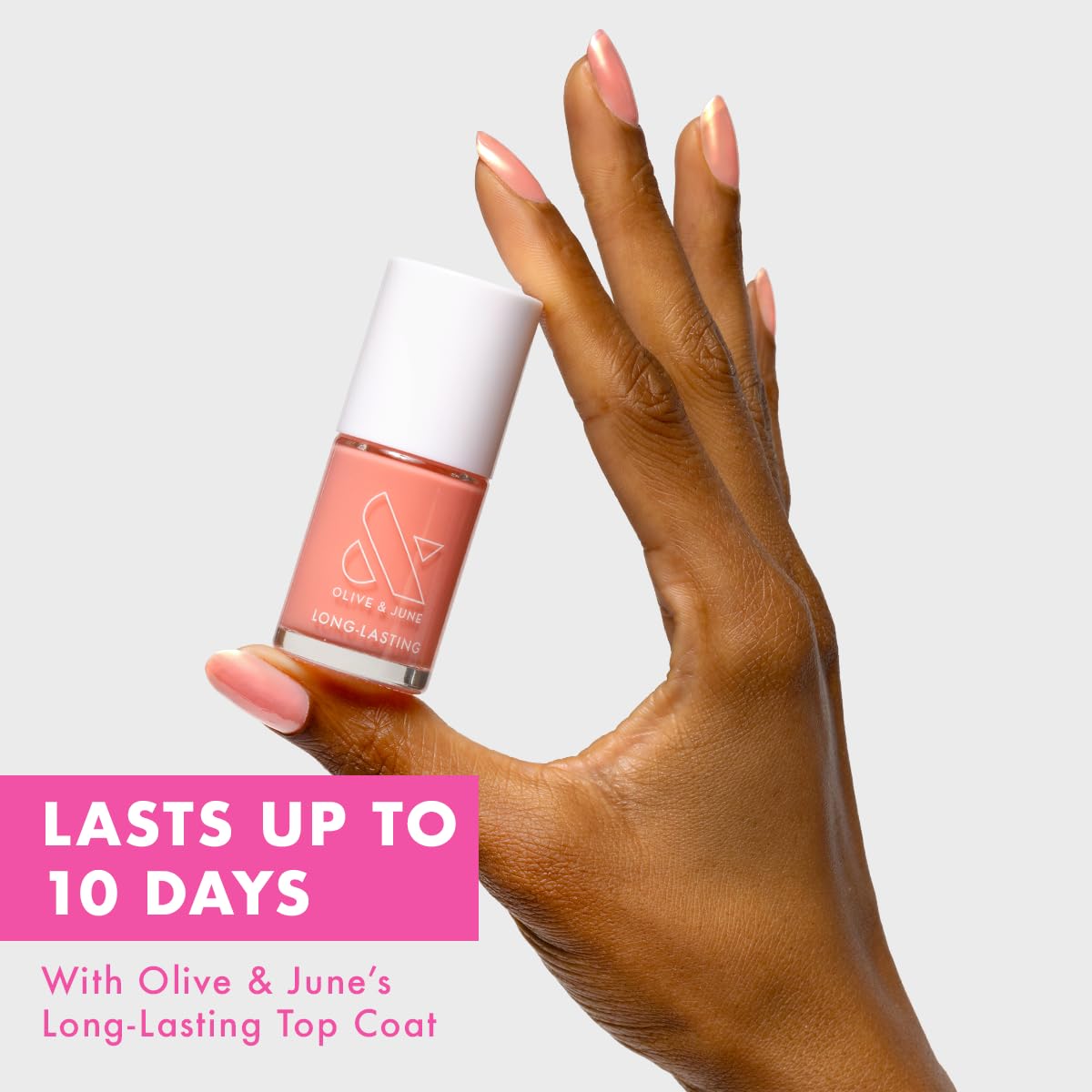 Olive & June Long Lasting Nail Polish | Plump, Gel-Like Finish No Lamp Needed, Lasts up to 10 days | Salon-Quality at Home | 15-Free, Vegan & Cruelty-Free Chip-Resistant | Papaya Gloss, Coral-BrightBean Baby