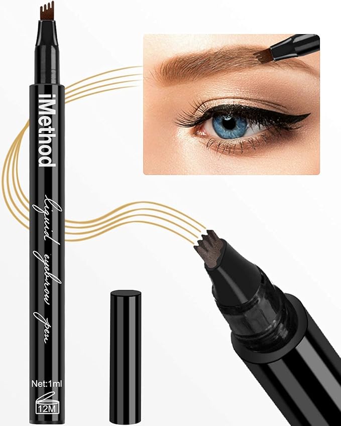 iMethod Eyebrow Pen - iMethod Eye Brown Makeup, Eyebrow Pencil with a Micro-Fork Tip Applicator Creates Natural Looking Brows Effortlessly and Stays on All Day, Light Brown-BrightBean Baby