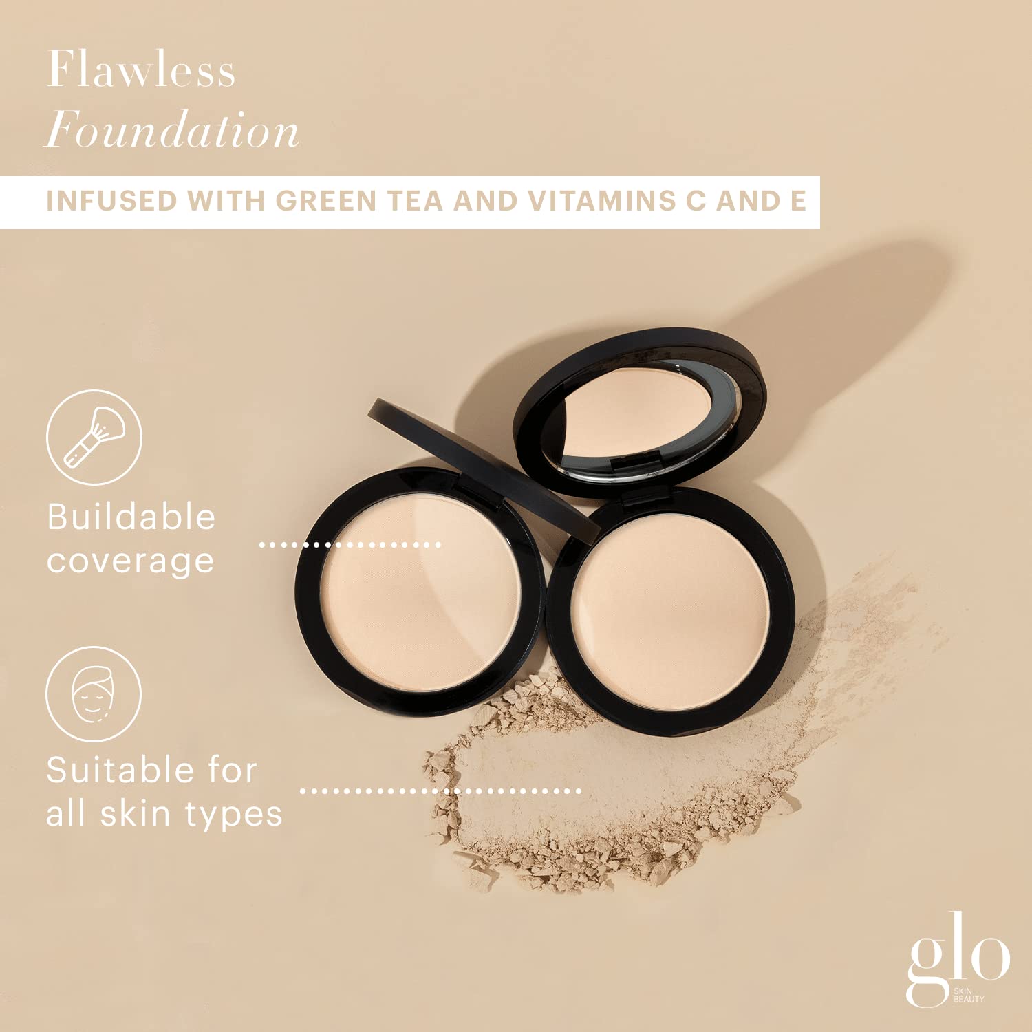 Glo Skin Beauty Pressed Base Powder Foundation Makeup (Natural Fair) - Flawless Coverage for a Radiant Natural, Second-Skin Finish-BrightBean Baby