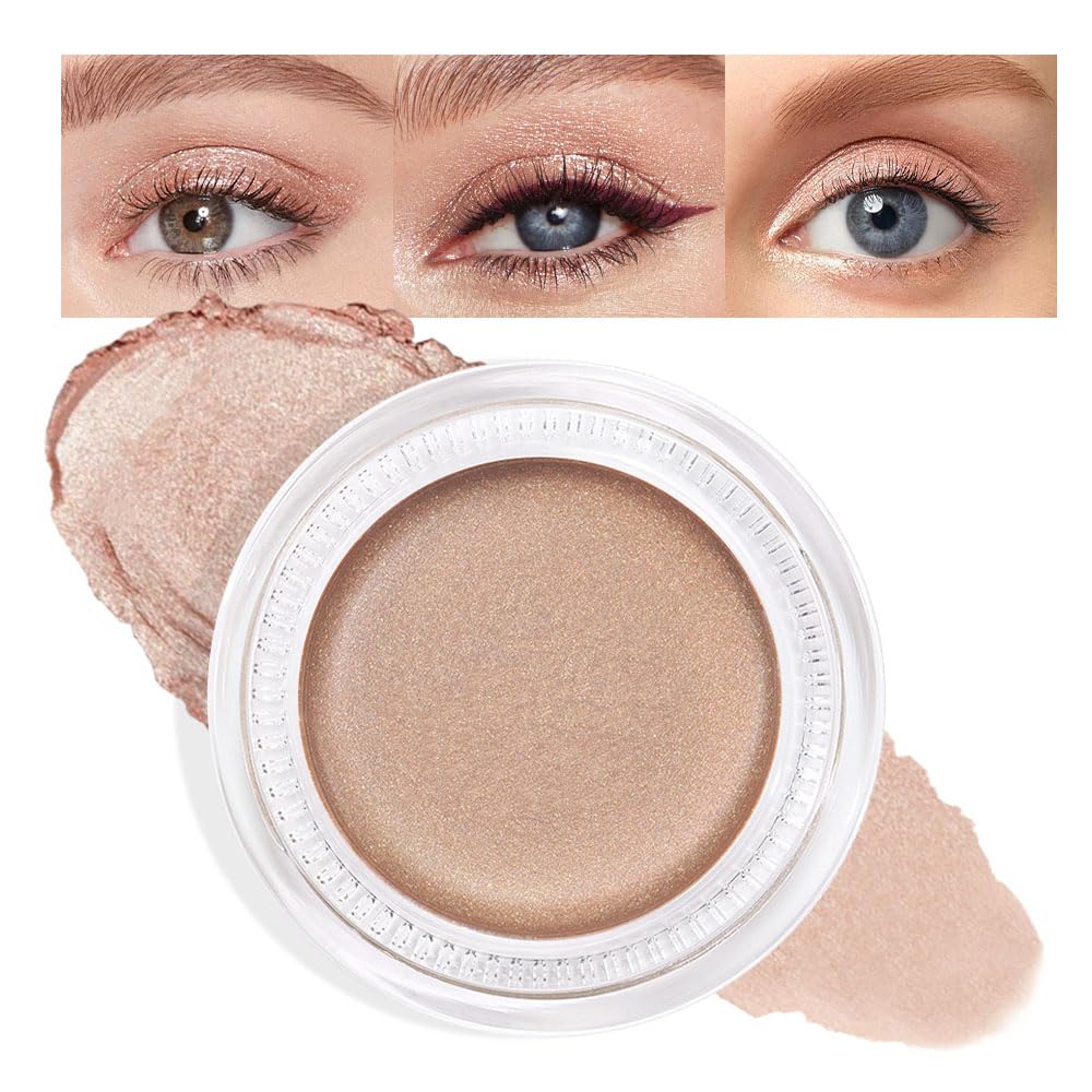 Cream Glitter Sand Shimmer Metallic Eyeshadow Palette Makeup, Natural Single Mini Instant Holographic Eyeshadow For Women, Sombras Crema Para Ojos, Talc, Paraben & Cruelty Free, 25-BrightBean Baby