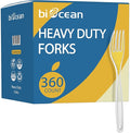 [360 Count] Clear Plastic Utensils 360 Disposable Forks Silverware Bulk Forks Bulk Heat Resistant Heavy Duty Silverware