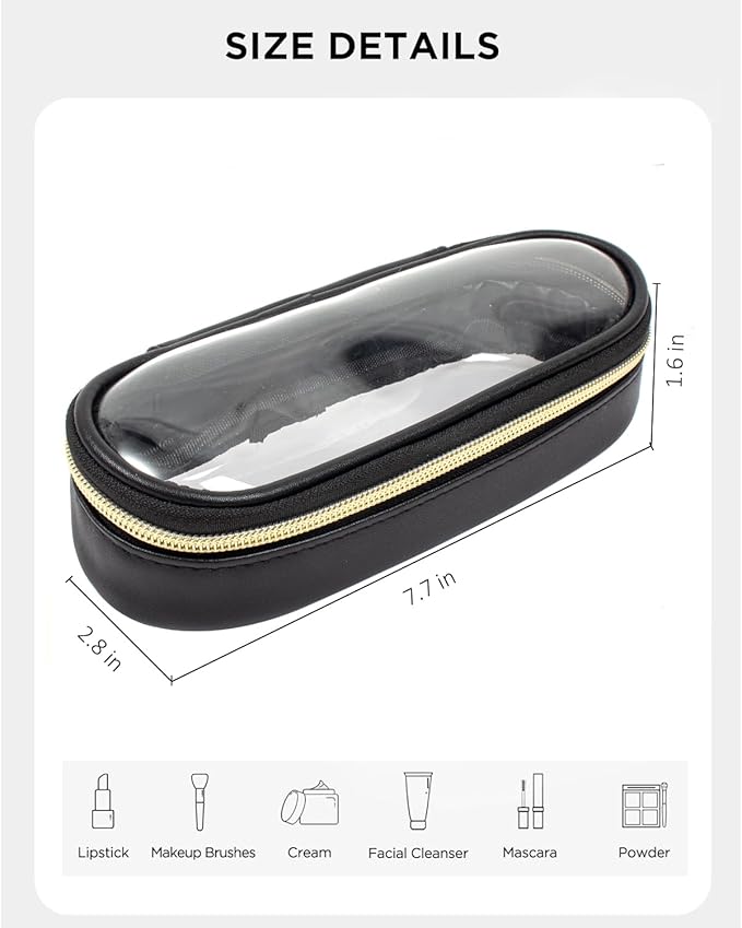 Clear Makeup Bag Small, TSA Approved Portable Toiletry Bag with Zipper Cosmetic Travel Bag Makeup Organizer Case Mini Makeup Pouch for Purse Car Organizer Bag for Women Men-BrightBean Baby