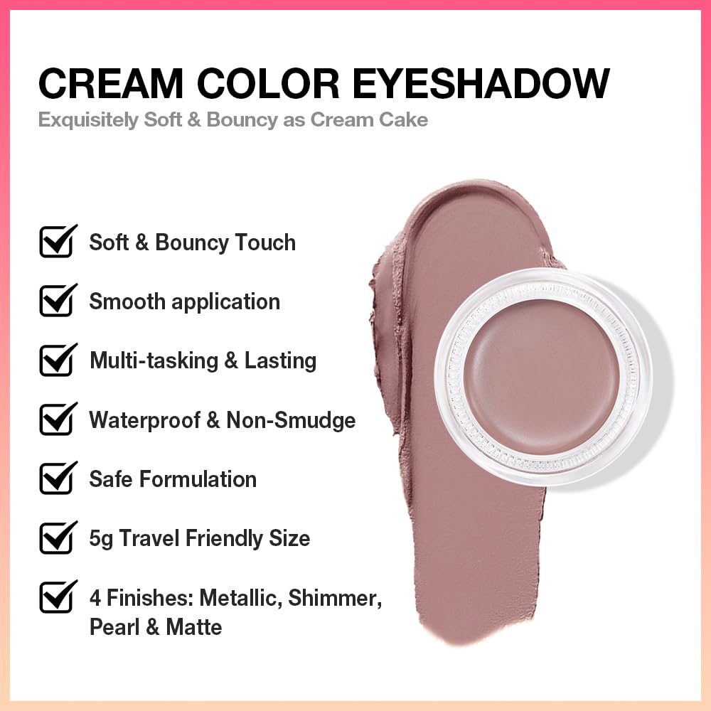 Kaely Single Cream Eyeshadow Pot, Putty Matte Eye Shadow for Older Women High Pigmented Waterproof, Natural Eyeshadow Palette Makeup Brightener, sombras en crema para ojos, Blendable, 23-BrightBean Baby