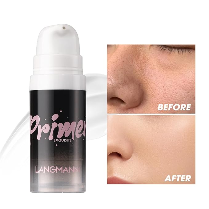 LANGMANNI Matte Grip Face Primer, Transparent Skin Perfecting Hydrating Primer,Unique Smooth Gel-Based Primer Essential For Longlasting Perfection Face Makeup (0.33 Fl Oz, 1)-BrightBean Baby
