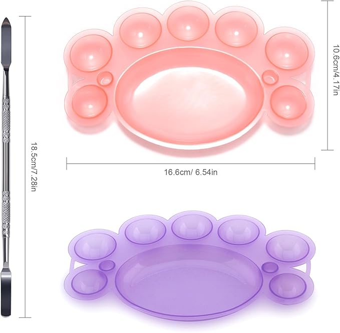 5Pcs ABS Makep Palette Nail Painting Palette with Stainless Steel Stirring Rod Nail Tool Set, Nail Art Polish Painting Mixed Color Palette-BrightBean Baby