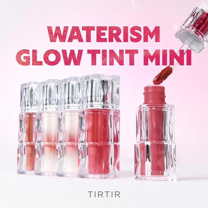 TIRTIR [*Mini Size Waterism Tinted Lip Gloss #20 Fever Red, 0.06 Fl Oz – Kiss Ready Lipgloss, 12H Long Lasting Non Sticky Natural Tinted Glow Korean Multiuse Cheek and Lip Tint for Women gift-BrightBean Baby