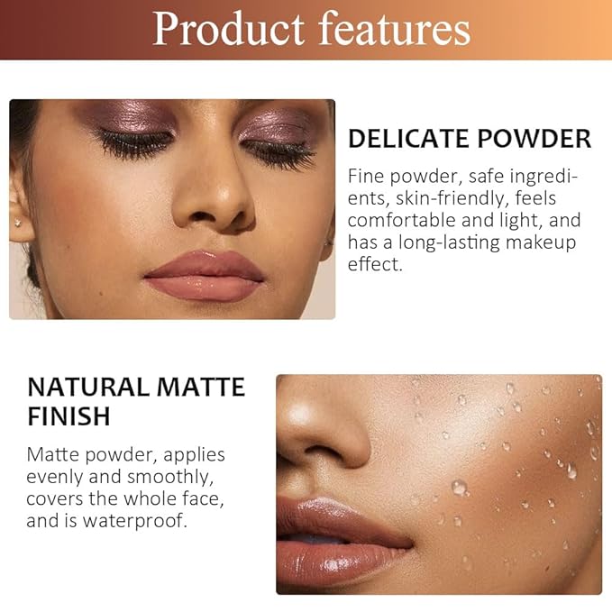 Pressed Matte Face Powder Makeup & Setting Powder for Poreless Wrinkle Blurring Contour Concealer Finishing,Lightweight,High Coverage,Shine Control, N.W 10g (04)-BrightBean Baby