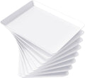 Lifewit Plastic Serving Tray for Party Supplies, 16" x 12" White Trays for Serving Food, Reusable Large Platter for Buffet, Fruit, Dessert, Snack, Veggie, Kitchen and Outdoor Use, Rectangle, 8 Pcs