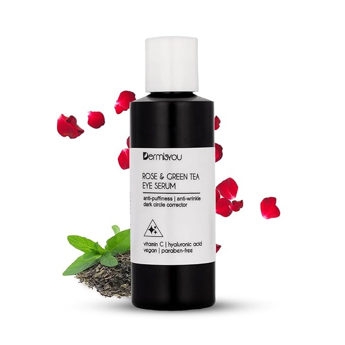 Eye Serum Anti Aging Rose and Green Tea 1.33 OZ with Hyaluronic Acid, Vitamin C and E Anti Puffiness, Anti Wrinkle, Dark Circles Skin Care Products (PACKAGING MAY VARY)-BrightBean Baby