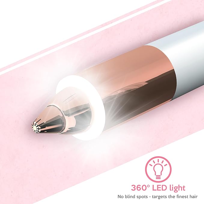 Portable Eyebrow Hair Remover for Women – Painless, Fast & Precise Flawless Electric Razor & Epilator for Eyebrow, Nose, Ear Hair Removal – 18K Gold-Plated, 360° LED Light-BrightBean Baby