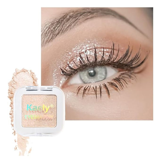 Kaely Pressed Single Eyeshadow Makeup, Pearl White Glitter Highly Pigmented Monochrome Eye Shadow Palette, Waterproof Neutral Powde Mini Eyeshadow, sombras para ojos, Lightweight Blendable, 12