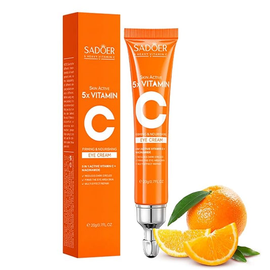 5 in 1 Vitamin C Eye Cream for Dark Circles and Puffiness - Eye Cream Anti Aging - Under Eye Cream for Puffiness and Bags Under Eyes - Eye Bag Cream for All Skin Types - Rejuvenate Your Eye Area-BrightBean Baby