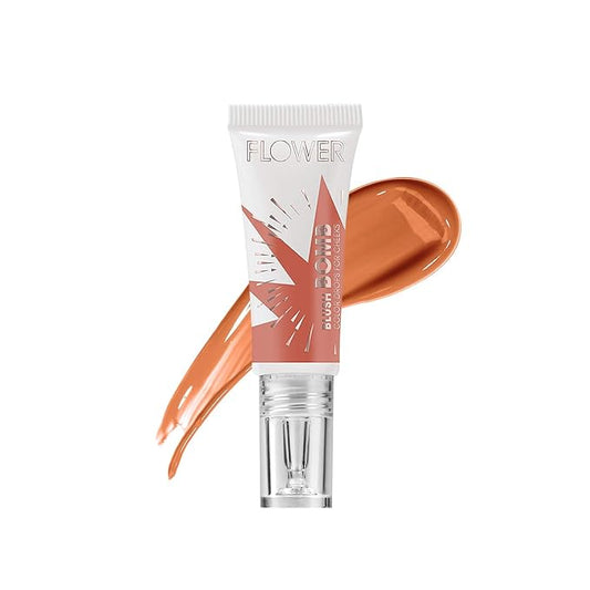 FLOWER Beauty By Drew Barrymore Liquid Blush Makeup Bomb Color Drops -Silky Lightweight Formula + Gel Cream Blush for Cheeks - Radiant + Glossy Finish - Buildable + Lightweight Formula - Cruelty-Free + Vegan (Cinnamon)-BrightBean Baby