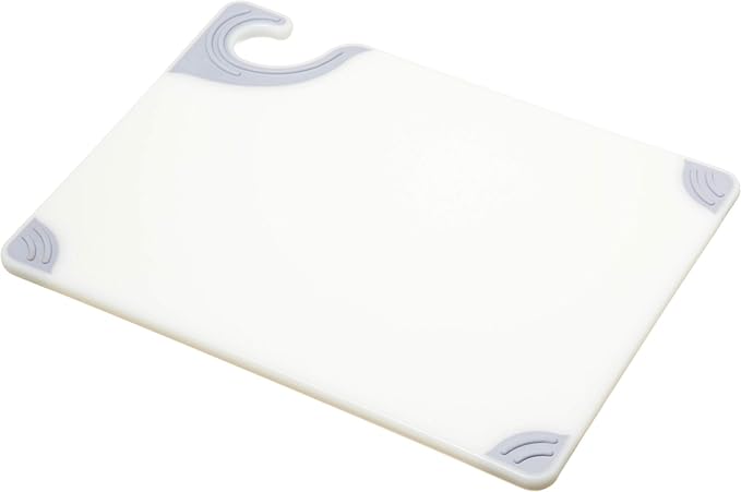 San Jamar Saf-T-Grip Plastic Cutting Board with Safety Hook, 9" x 12" x 0.375", White