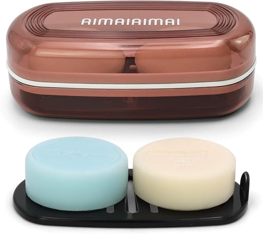 Shampoo Bar Holder, Large Soap Holder for 5 oz/10 oz Oversized Bars, Durable & Versatile Storage Soap Container with Drainage Layer (1 Pack, Red Style A-Large)-BrightBean Baby