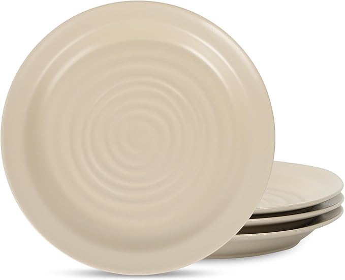 Stone Lain Orbit 4-Piece Salad Plate Set Stoneware, Beige