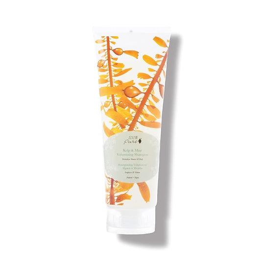 100% PURE Kelp & Mint Volumizing Shampoo Purifying Hydration & Deep Detox - Botanical Body Boost for Dry, Damaged Thinning Hair, Promotes Healthy Growth for Women & Men - Sulfate Free - 8 Fl Oz-BrightBean Baby