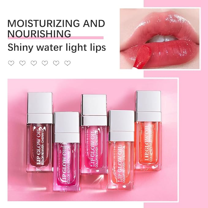 Yasovigi Hydrating Lip Oil Plumping Lip Tint Moisturizing Lip Gloss, Transparent Lip Balm Care Stick Nourishing Repairing Non-sticky, Moisture&Lighten Lip Lines (5 Colors Set)-BrightBean Baby