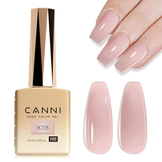 CANNI Nude Pink Jelly Gel Polish – 9ML Translucent Sheer Nude Soak-Off UV/LED Gel Nail Polish for DIY Manicure or Salon Use-BrightBean Baby