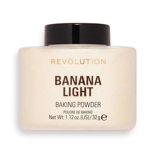 Revolution Beauty, Loose Baking Powder, Makeup Setting Powder, Long Lasting Coverage, Mattifies & Reduces Shine, Banana Light, 1.13 Oz-BrightBean Baby