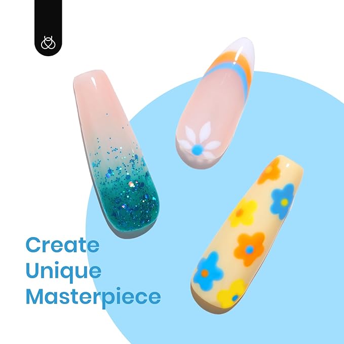 beetles Gel Polish Set, 6 Colors Yellow White Orange Blue Gel Polish Kit, Glitter Green Nail Polish Soak Off Nail Lamp Nail Art Manicure Kit, DIY Home Salon Gifts for Women-BrightBean Baby