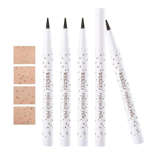 4 Colors Freckle Pen,Waterproof Freckle Makeup Pen,Lightweight Long Lasting Quick Dry Dot Spot Makeup Pen - Light Brown,Natural Coffee,Chestnut,Dark Brown-BrightBean Baby