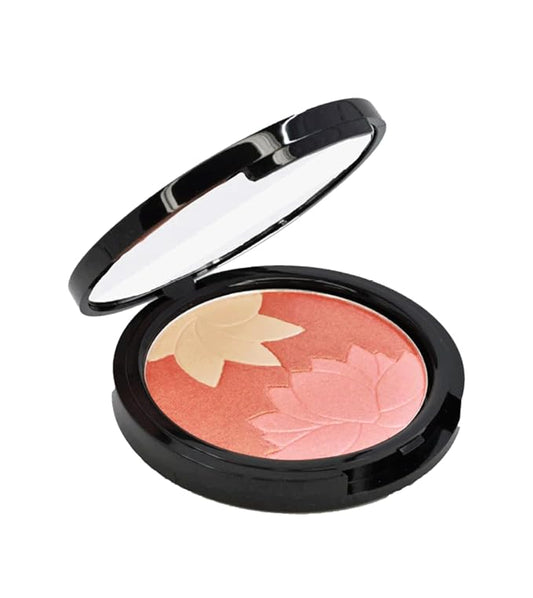 Manna Kadar Beauty - Blossom Floral Compact, Multi-functional Blush & Highlighter, 3 Shades of Pink, Coral, & Champagne for a Perfect Blend, Natural & Radiant, Use on Décolletage, Highly Pigmented-BrightBean Baby
