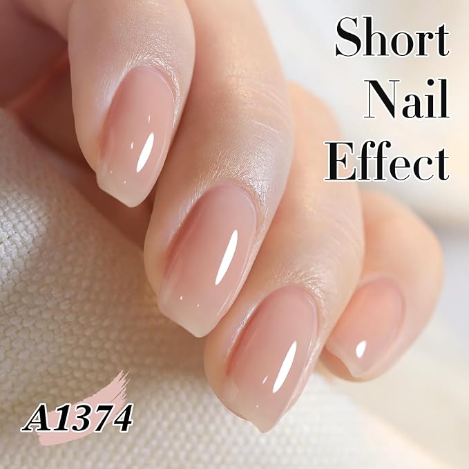 Double Rhythm Translucent Gel Polish Sheer Neutral Natural Light Milky Same Color Same Bottle 15ML Jelly Polish Art DIY at Home (Milky Pink -A1374)-BrightBean Baby