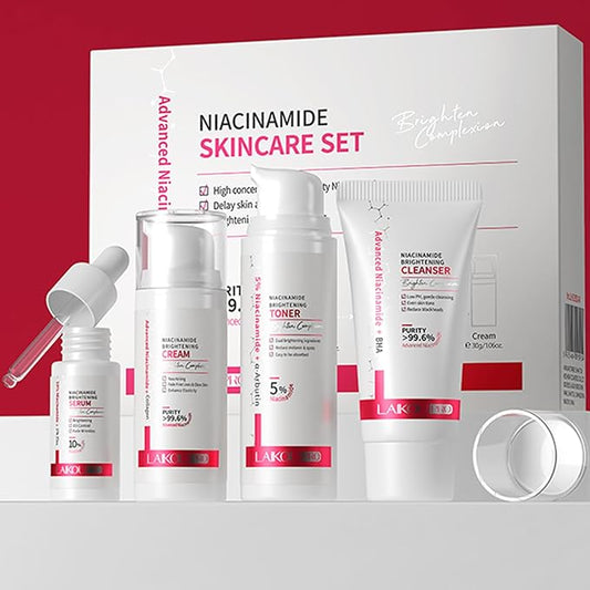 Niacinamide Skincare Set: 4pcs Beauty Kit with Cleanser, Toner, Serum, & Facial Cream - Hydrates & Evens Skin Tone - TSA-Friendly Travel Sizes, Perfect Gift for Women, Moms, & Teens-BrightBean Baby