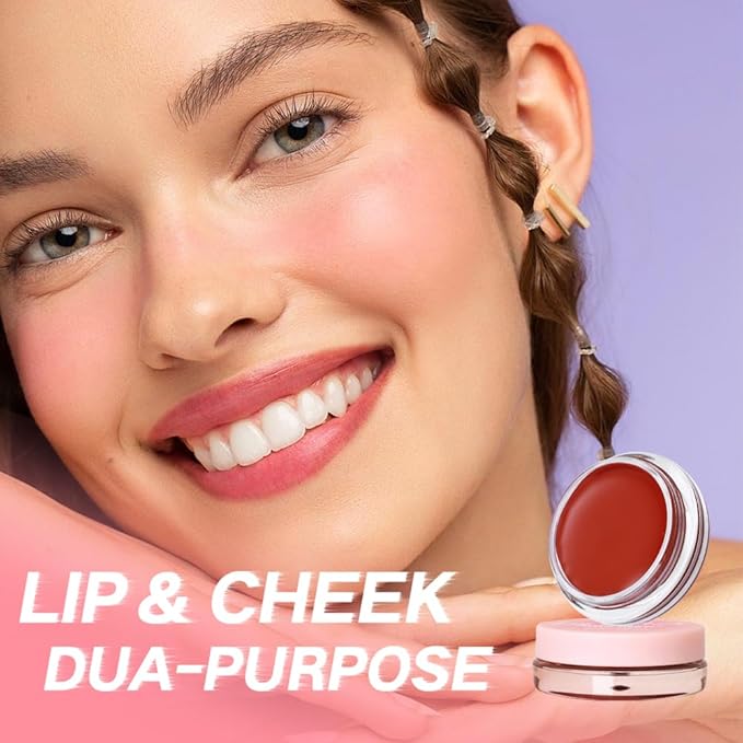 Face Cream Blush, 2-in-1 Lip & Cheek Makeup with Brush, Matte Blush Hydrating Formula, Lightweight, Buildable & Blendable Blusher for Women Girls-01 Maple Orange Brown