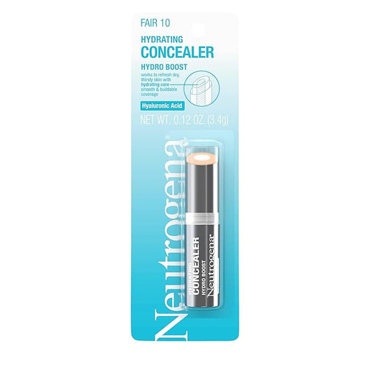 Neutrogena Hydro Boost Hydrating Concealer Stick for Dry Skin, Oil-Free, Lightweight, Non-Greasy and Non-Comedogenic Cover-Up Makeup with Hyaluronic Acid, 10/Fair, 0.12 Oz-BrightBean Baby