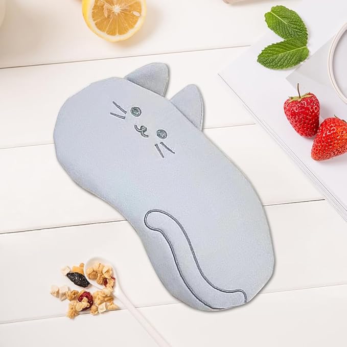 PERFECTSIGHT Kitty Sleep Eye Masks, Cute Plush Sleep Eye Cover Lightweight Adjustable Eyeshade Faux Fur Mask Cover for Women Men Sleep Travel Nap, Grey Cat-BrightBean Baby