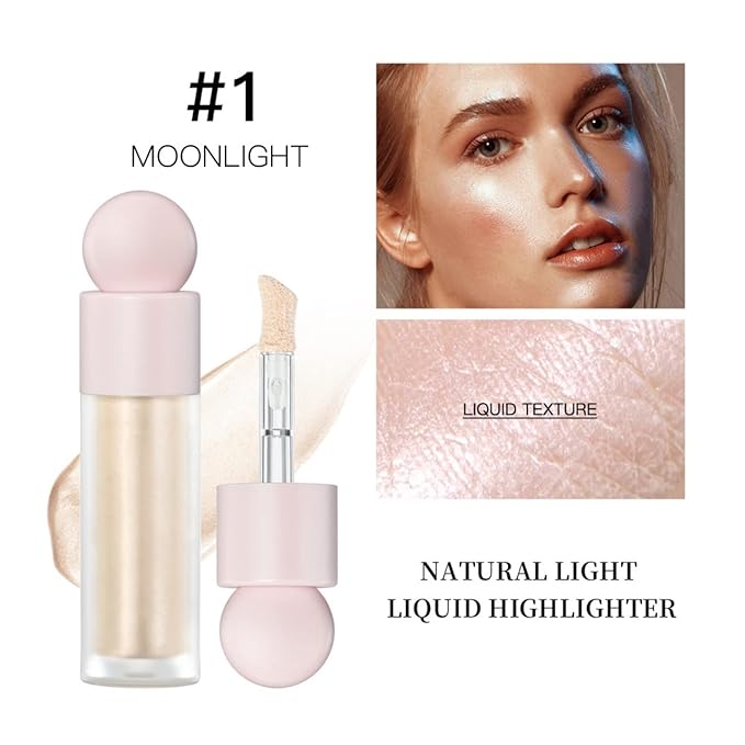 Liquid Highlighter Natural Glow For Face & Body, Waterproof Moisturizing Light Liquid Luminizer For Long Lasting Shimmer, Contour Highlighter Stick Easy to Apply with Cushion Applicator-BrightBean Baby