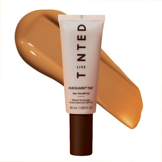 Live Tinted Hueguard Skin Tint SPF 50 - Tinted Mineral Sunscreen with Light-Medium Buildable Coverage With a Hydrating and Radiant Finish - Water and Sweat Resistant, 1.35 fl oz - Shade 06-BrightBean Baby