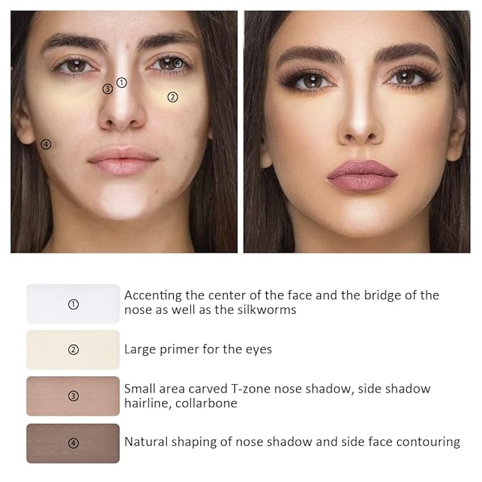 4-Color Contour Makeup Palette, Blush Highlighter Bronzer Powder Kit, Face Cosmetics Gift Set (02#, 1 Count (Pack of 1))-BrightBean Baby