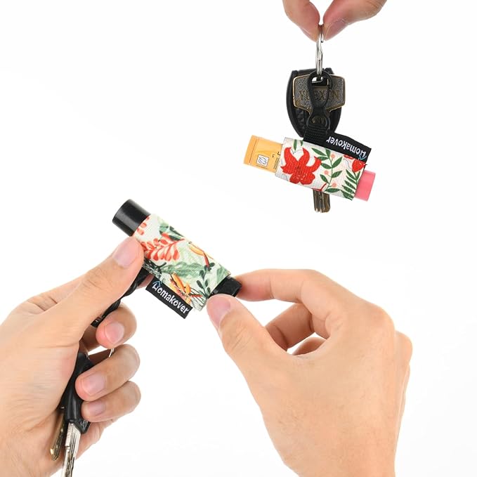 4 Pack Compact Clip-On Chapstick Holder Lip Balm Holder Keychain, Premium Release Clip Elastic Sleeves Lip Gross Holder Keychain Clip On Lipstick Sleeve, Fits Most Standard Lip Balm-BrightBean Baby