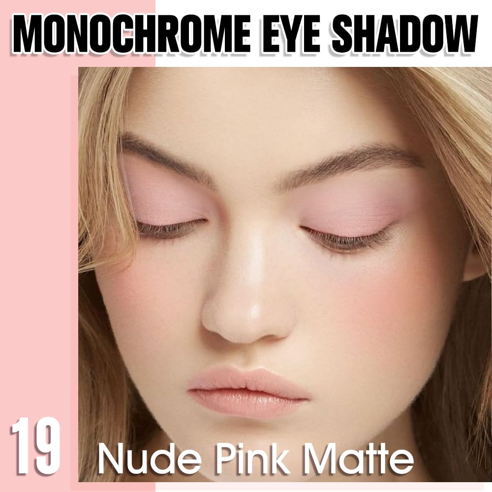 Single Matte Eye Shadow Palette Makeup, Nude Pink Matte Eyeshadow for Women, Monochrome Eye Shadow Makeup, Pigmented Waterproof Sombras Para Ojos, Vegan, Talc, Paraben & Cruelty Free, 19-BrightBean Baby