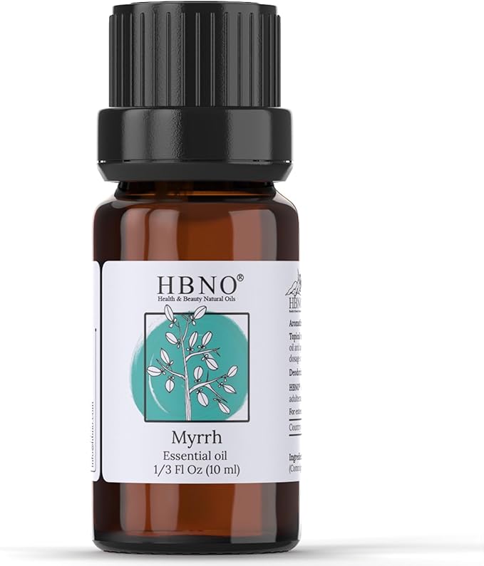 HBNO Myrrh Essential Oil - 1/3 oz (10 ml) Travel Size - Natural Myrrh Oil - Perfect for Cleaning, Aromatherapy, DIY, Soap and Diffuser - Myrrh Essential Oils-BrightBean Baby