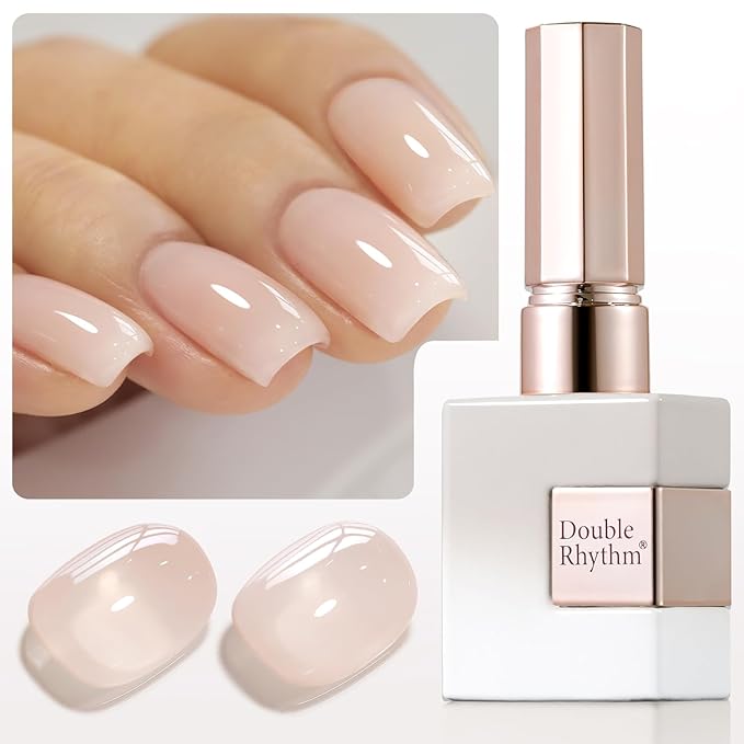 Double Rhythm 0.50 OZ Translucent Gel Polish Same Color Same Bottle Sheer Pastel Neutral Natural Milky 15 ML Jelly UV Nail Art DIY at Home (Beige Nude-A1511)-BrightBean Baby