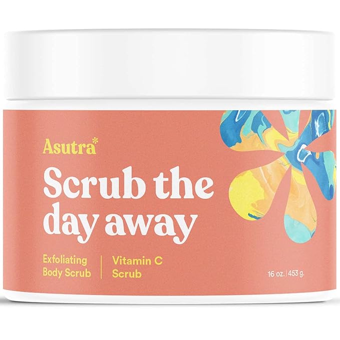 ASUTRA Dead Sea Salt Essential Oil Body Scrub Exfoliator (Vitamin C), 16 oz - Ultra Hydrating, Gentle, & Moisturizing - Coconut, Sweet Orange, Grapefruit, and Lemon Oils – Pink Himalayan Salt-BrightBean Baby