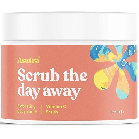 ASUTRA Dead Sea Salt Essential Oil Body Scrub Exfoliator (Vitamin C), 16 oz - Ultra Hydrating, Gentle, & Moisturizing - Coconut, Sweet Orange, Grapefruit, and Lemon Oils – Pink Himalayan Salt-BrightBean Baby