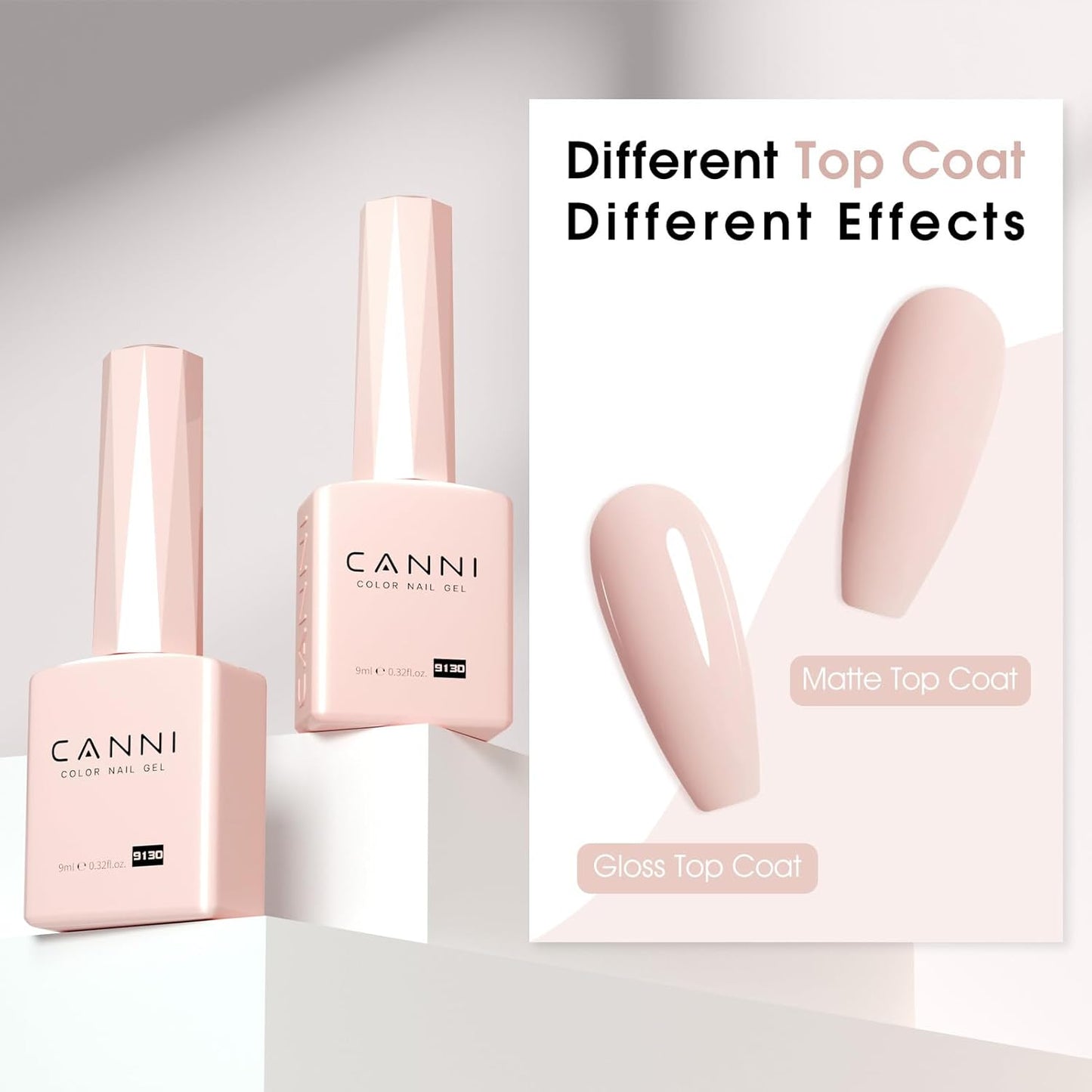CANNI Pink Gel Nail Polish – Light Nude Oyster Pink, High Gloss Soak-Off UV/LED Gel for French Manicure, DIY Home & Salon Use, 0.32 fl oz-BrightBean Baby