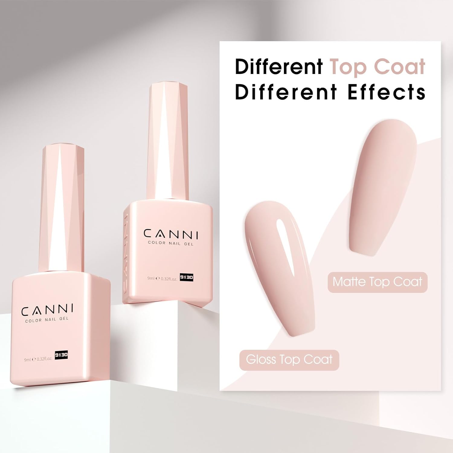 CANNI Pink Gel Nail Polish – Light Nude Oyster Pink, High Gloss Soak-Off UV/LED Gel for French Manicure, DIY Home & Salon Use, 0.32 fl oz-BrightBean Baby