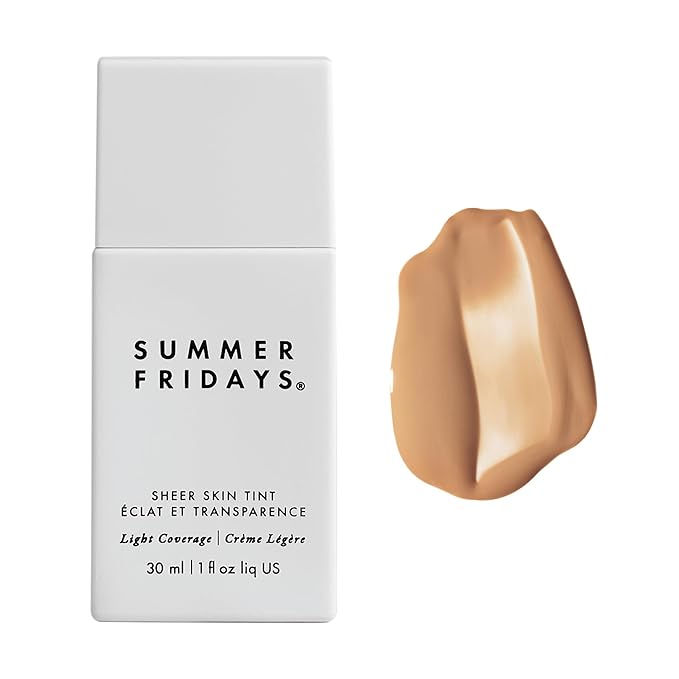 Summer Fridays Sheer Skin Tint - Tinted Moisturizer with Hyaluronic Acid - Helps Diminish Uneven Skin Tone - Sheer to Light Coverage - Shade 4.5 - Medium with Cool Peach Undertones (1 Fl Oz)-BrightBean Baby