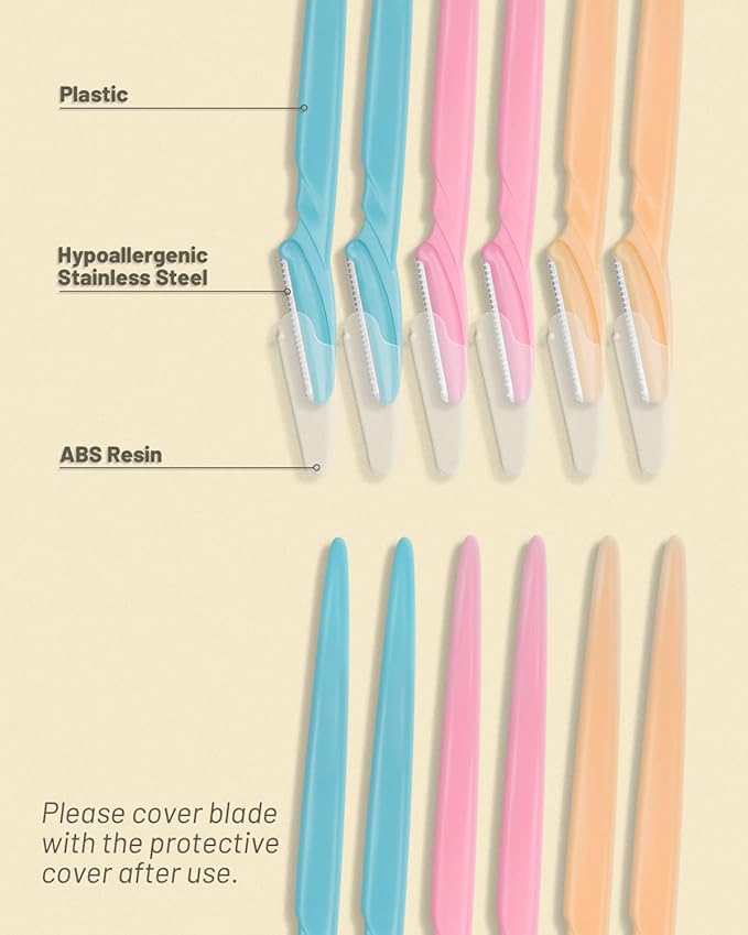 Eyebrow Razor for Women, 12 Pcs Dermaplaning Tool for Face Professional, Face Razor for Women Facial Hair Remover-BrightBean Baby