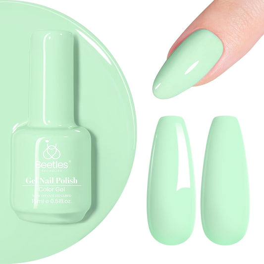 Beetles Gel Nail Polish 15ml Green Gel Polish Pastel Mint Green Color Gel Polish Soak off Uv Led Nail Lamp Nail Art Manicure Salon Salon DIY Gel Nail Design-BrightBean Baby