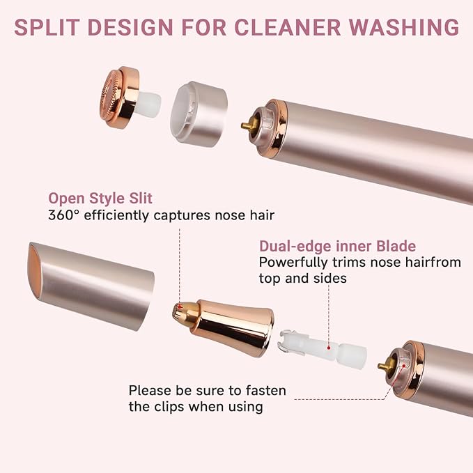 Electric Eyebrow Trimmer, 3 in 1 Facial Hair Remover for Women, Waterproof Rechargeable Hair Shaver for Face Eyebrow Leg Bikini Nose, Painless Facial Razor Epilators with 3 Guide Combs-BrightBean Baby