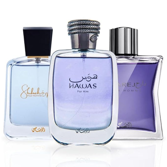 RASASI Arabian Perfume for Men Hawas, Daarej Eau De Parfum Men 100ML(3.4 OZ) Shuhrah 90ML | Long-Lasting perfumes, Elevate Your Aura With These Masculine Scents. (Bundle)-BrightBean Baby