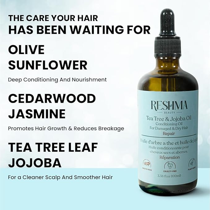 Reshma Beauty Tea Tree & Jojoba Oil – Henna Infused Conditioning Oil for Dry & Damaged Hair | Hydrates, Repairs & Strengthens-BrightBean Baby