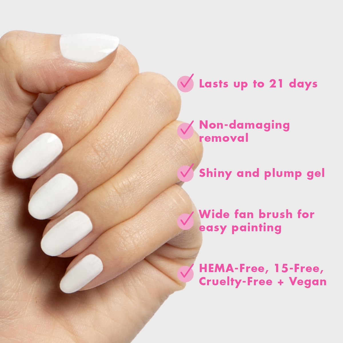 Olive & June Gel Polish | UV LED Nail Lamp Needed | Long Lasting Formula | Up to 21 Days of Wear | Damage-Free Removal | Salon-Quality Manicure, Pedicure at Home | HD | Crisp White-BrightBean Baby
